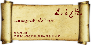 Landgraf Áron névjegykártya